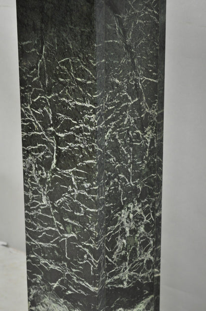 Vintage Italian Classical Style Dark Green Marble Square Column Pedestal Stand