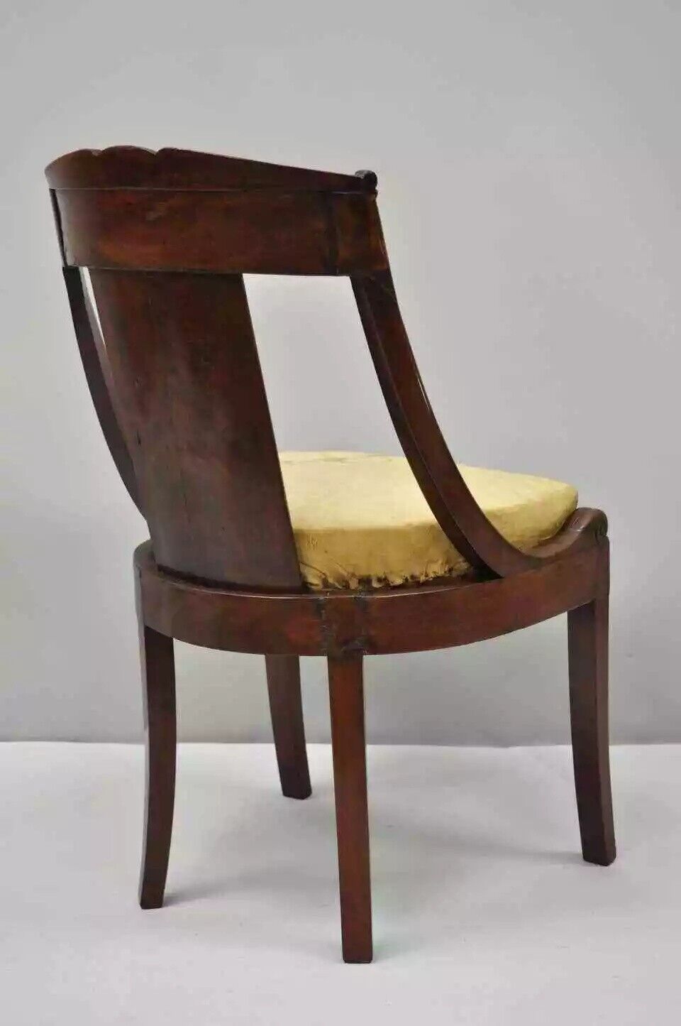 Antique 19th C. French Empire Regency Mahogany Side Chair with Bronze Ormolu
