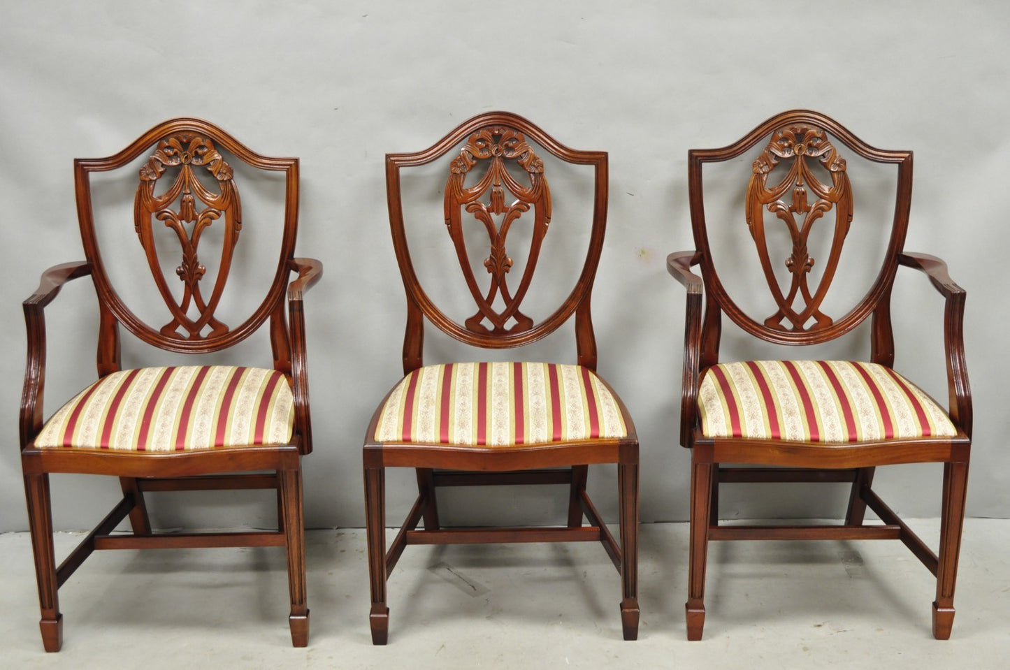 Vintage Sheraton Federal Mahogany Shield Back Dining Room Chairs - Set of 6