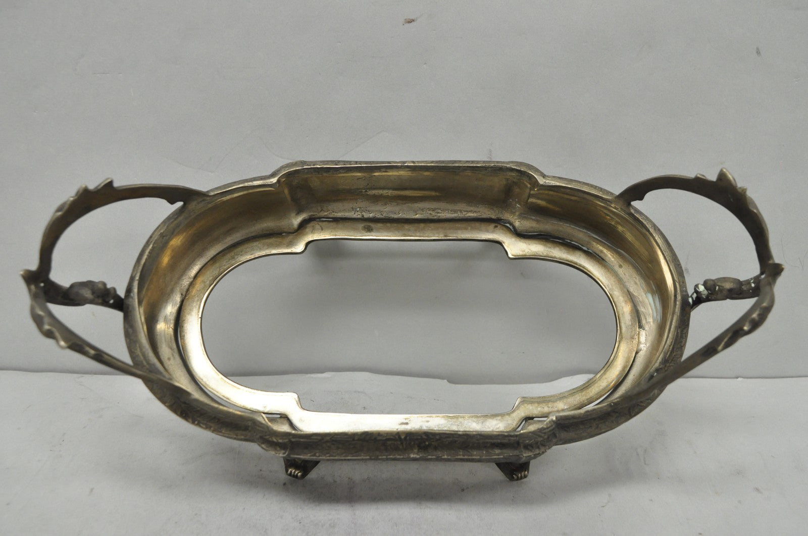 Vintage French Louis XVI Baroque Style Bronze Planter Centerpiece Bowl Dish