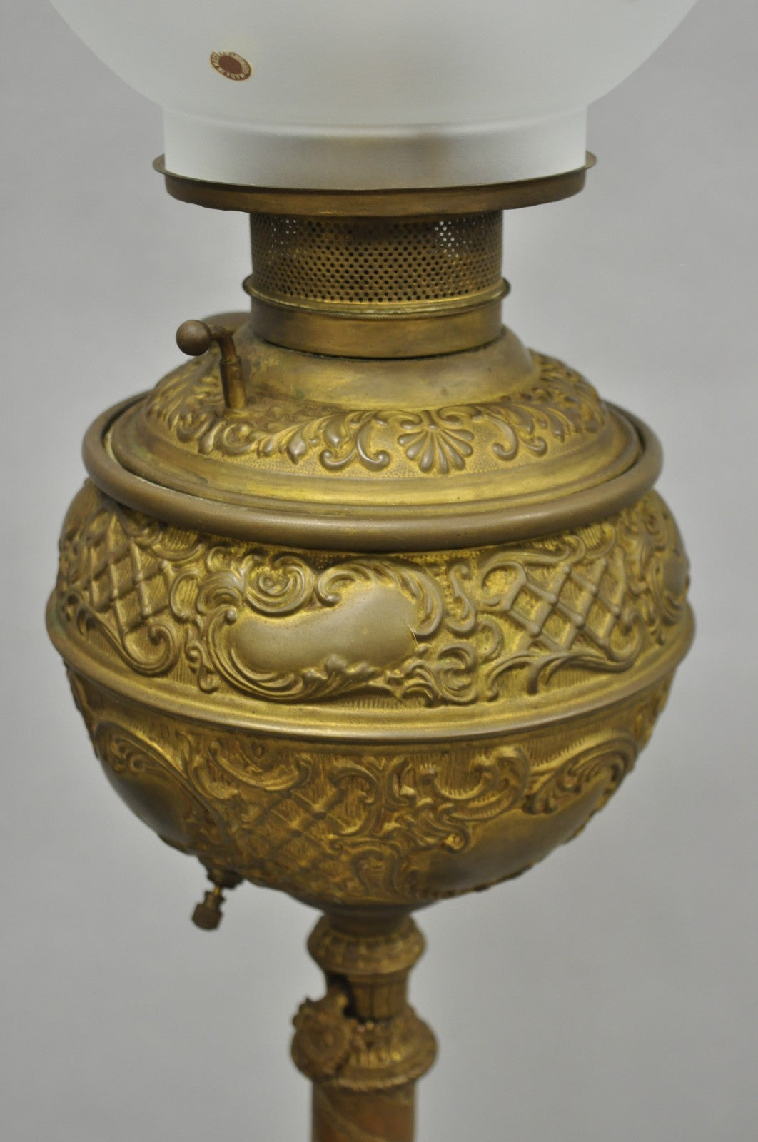 Antique Victorian Ornate Brass Converted Oil Lamp Piano Parlor Table Floor Lamp