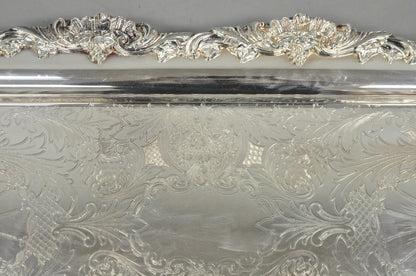 Vintage Leonard Victorian Ornate Silver Plated Narrow Trinket Dish Bar Tray
