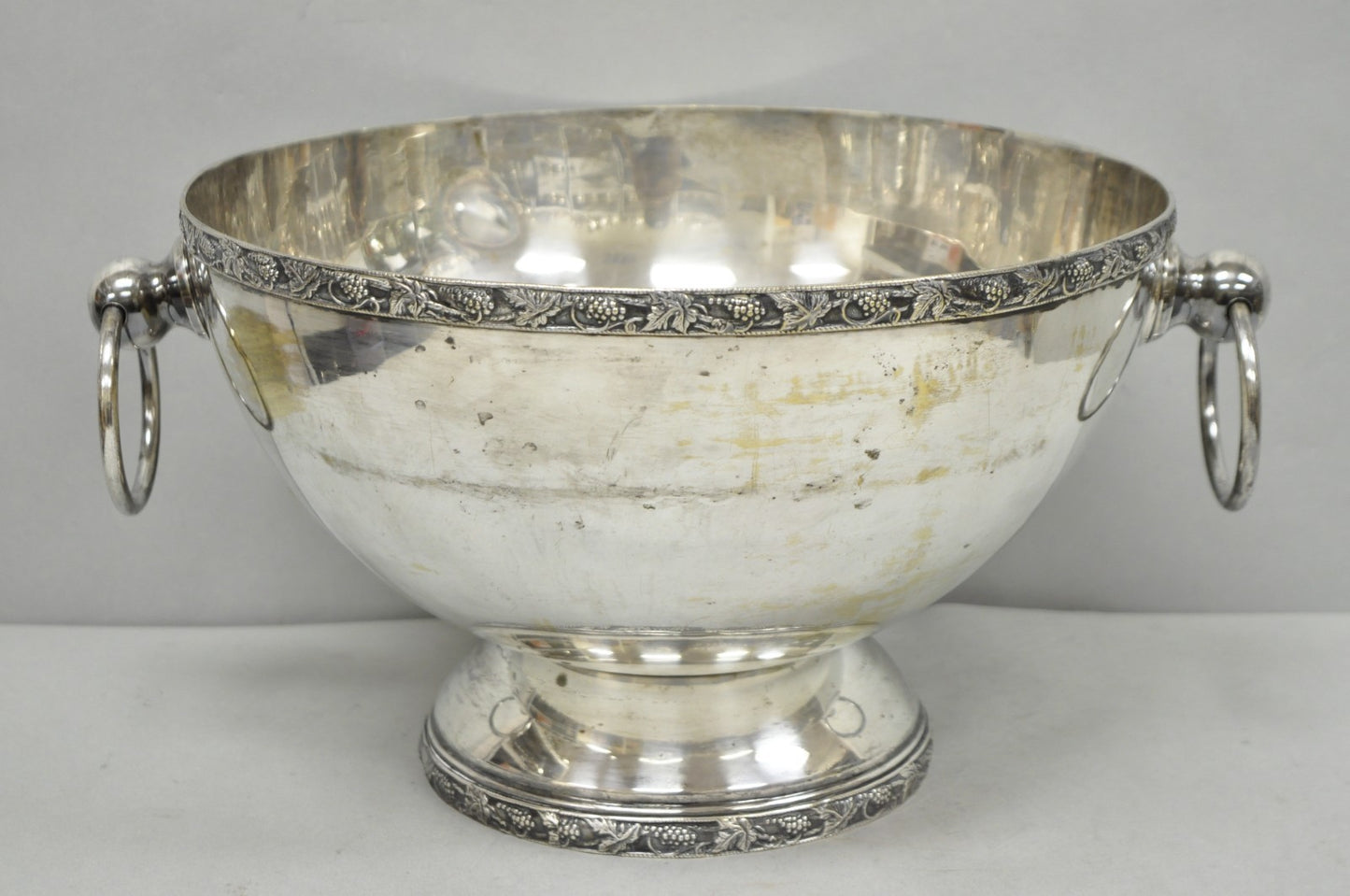 Vintage Victorian Silver Plated Footed Twin Handle Punch Bowl Set w/ 12 Cups