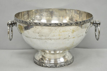 Vintage Victorian Silver Plated Footed Twin Handle Punch Bowl Set w/ 12 Cups