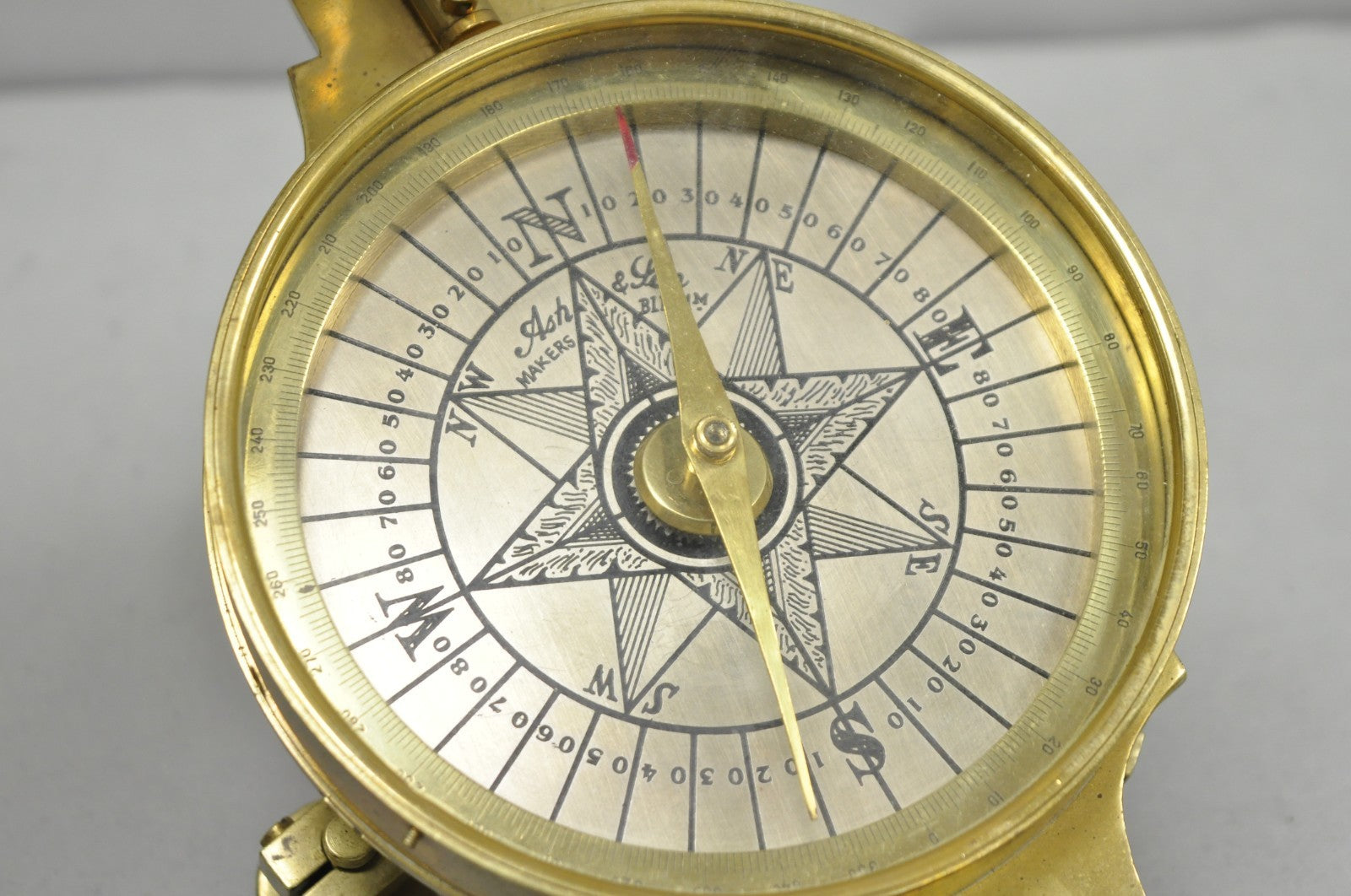 Vintage Victorian Ash & Son Makers Brass Maritime Ship Compass Birmingham Cover