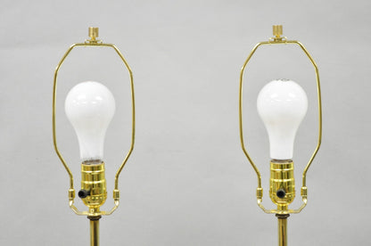 Vintage Modeline Mid Century Modern Walnut & Blue Stained Glass Table Lamps Pair