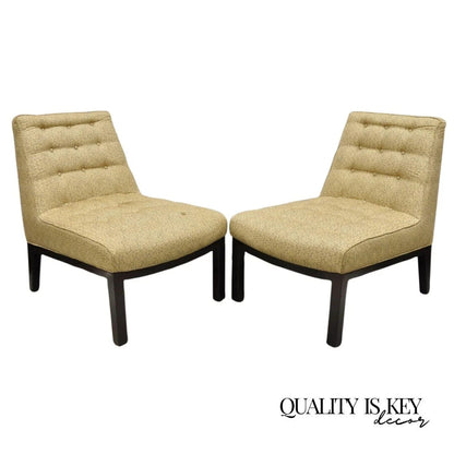 Vintage Edward Wormley for Dunbar Wood Frame Slipper Lounge Chairs - a Pair