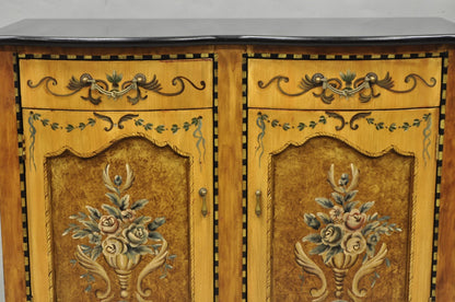 Contemporary French Country Style Marble Top Painted Server Console Cabinet