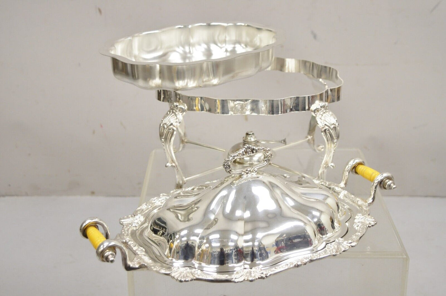 Vintage Victorian Style Silver Plated English Warmer Buffet Chaffing Dish