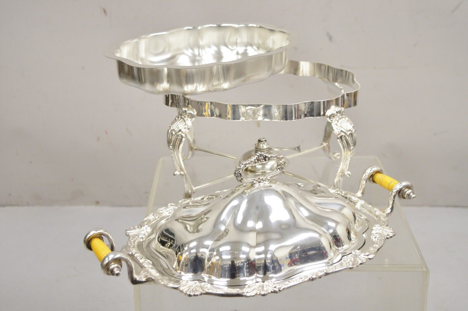 Vintage Victorian Style Silver Plated English Warmer Buffet Chaffing Dish