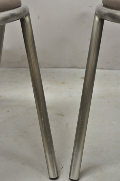 Vintage Brueton Mid Century Modern Tubular Steel Cat Eye Chairs - a Pair
