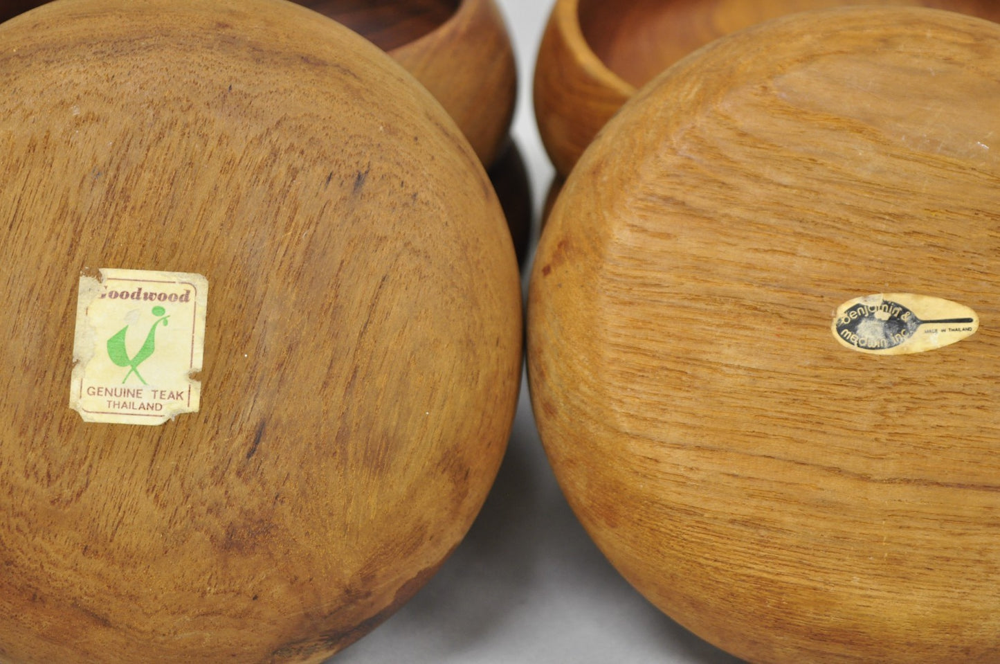 Vintage Mid Century Modern Teak Wood Goodwood Benjamin Medwin Salad Bowl Set 7pc