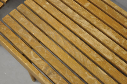 Vintage Mid Century Modern 36" Wood Slat Bench Coffee Table Side Table - a Pair