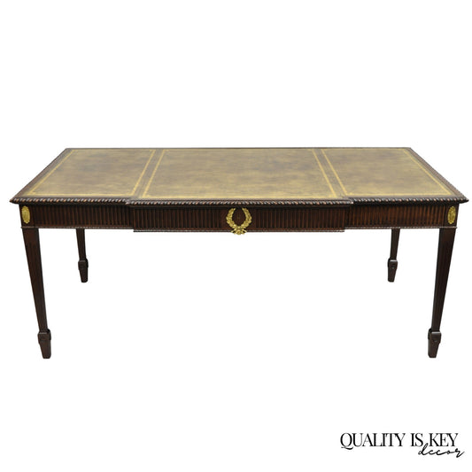 Vintage Baker Hepplewhite Style Mahogany Leather Top Executive Writing Desk