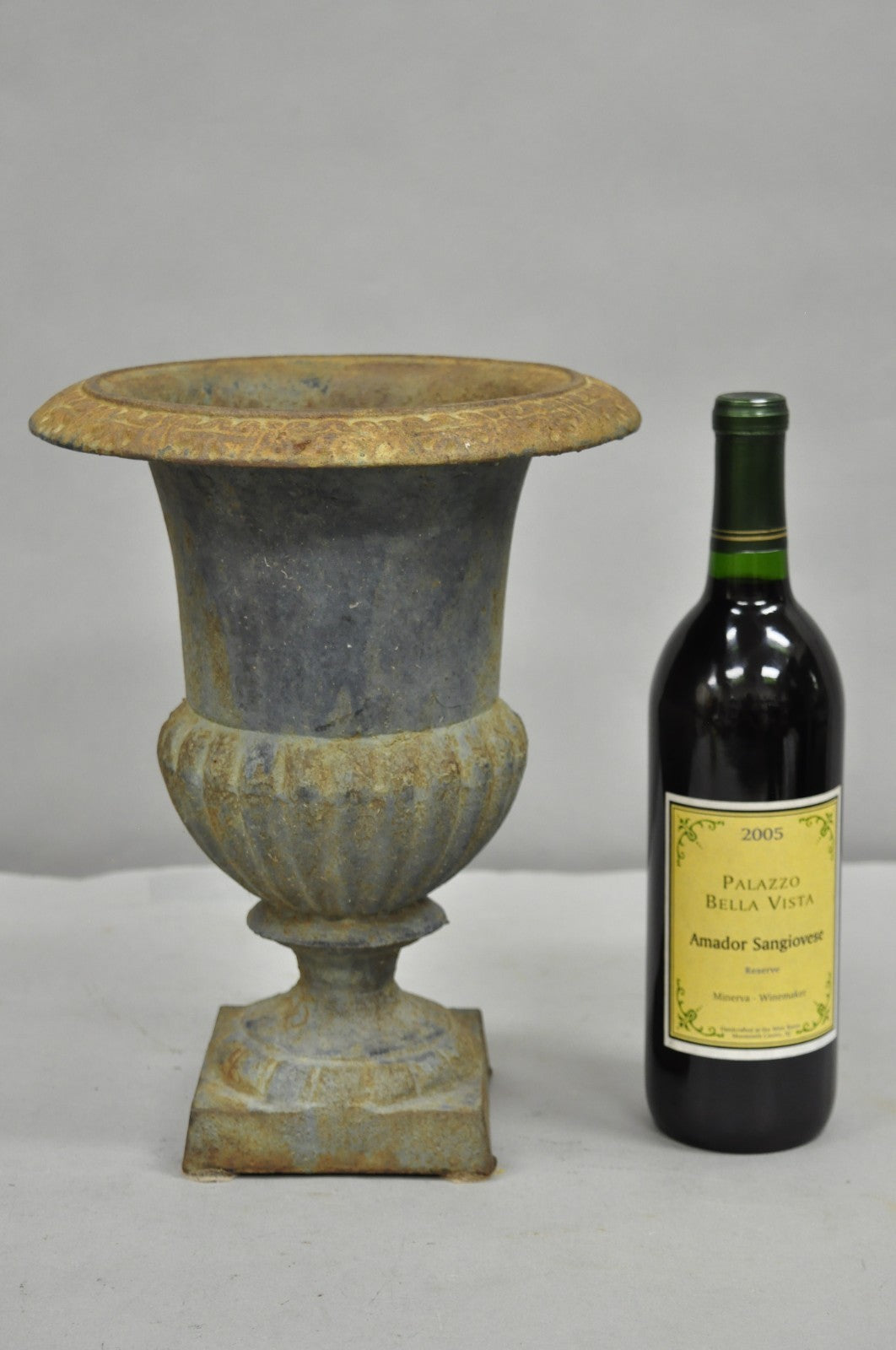 Antique Cast Iron 12" French Classical Small Urn Garden Flower Planter Pot