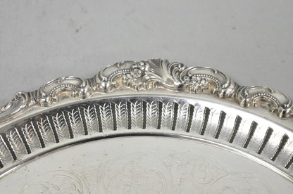 Vintage Baroque by Wallace Silver Plated Round Footed Serving Platter Bar Tray