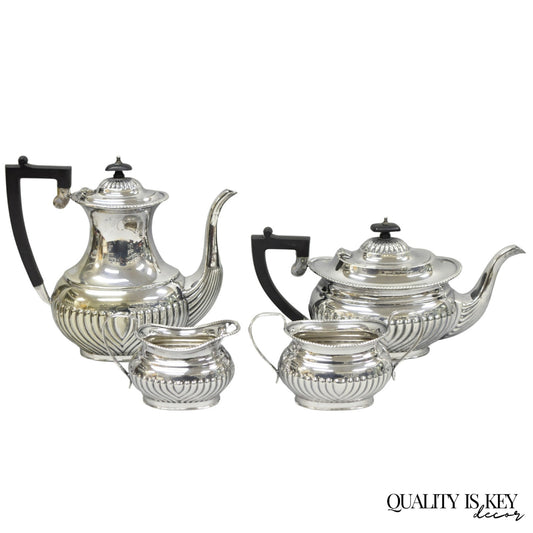 Antique English Sheffield B. Altman Art Deco Silver Plated Tea Service Set, 4 Pc