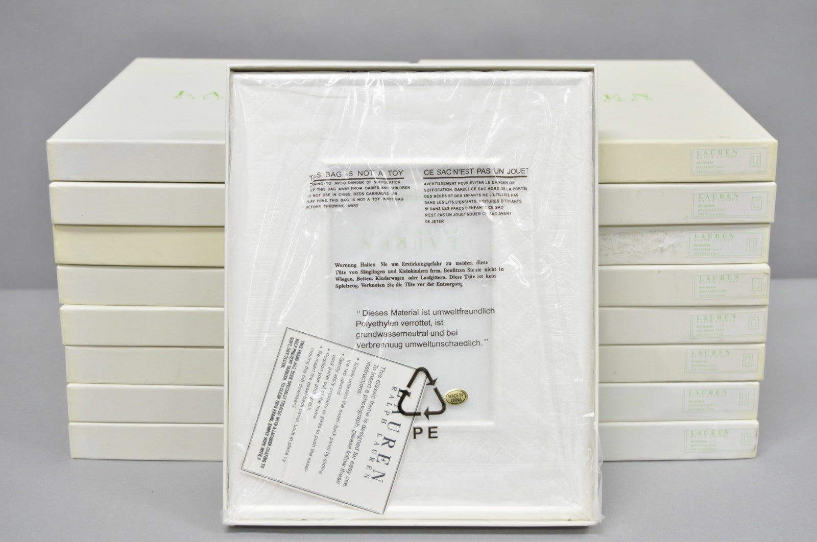 Ralph Lauren Silver Plated 4x6 Picture Frame MacKenzie Quilt Alphabet Motif NIB