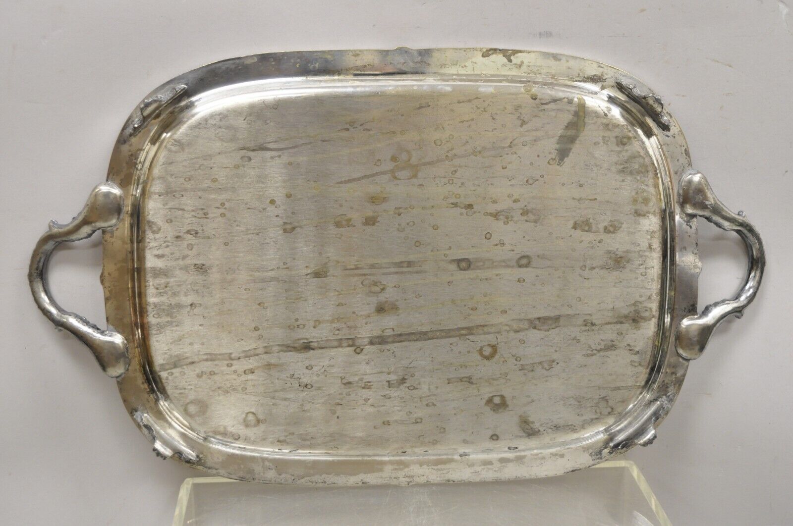 Vintage Silver Plated Victorian Style Regency Heavy Twin Handle Platter Tray