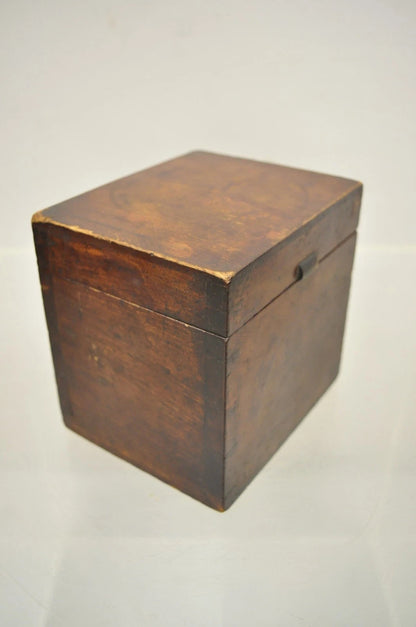 Antique English Victorian Dovetailed Walnut Tea Caddy Small Desk Trinket Box