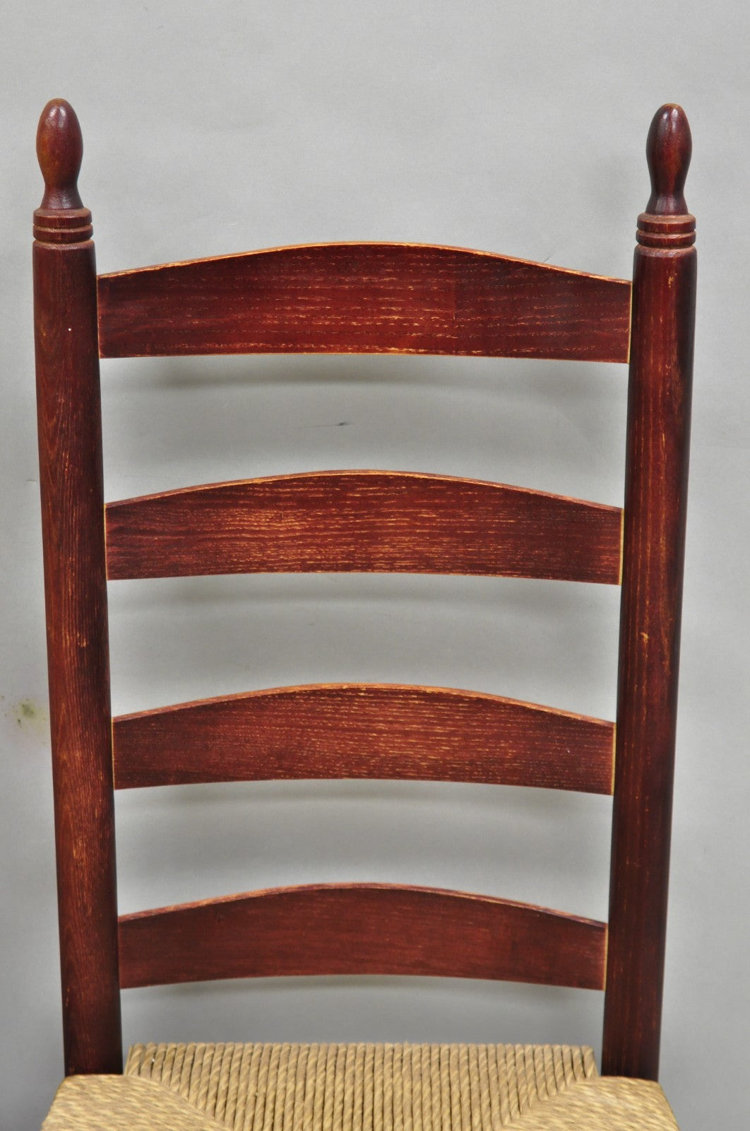 Primitive Rustic Ladder Back Woven Rush Seat Dining Side Chairs - Set of 6