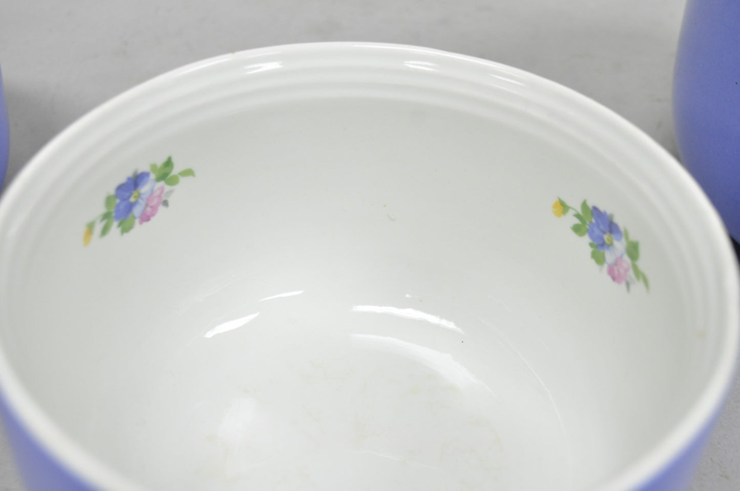 Vintage Hall's "Rose Parade" 1259 Blue Ceramic Nesting Mixing Bowls - Set of 3