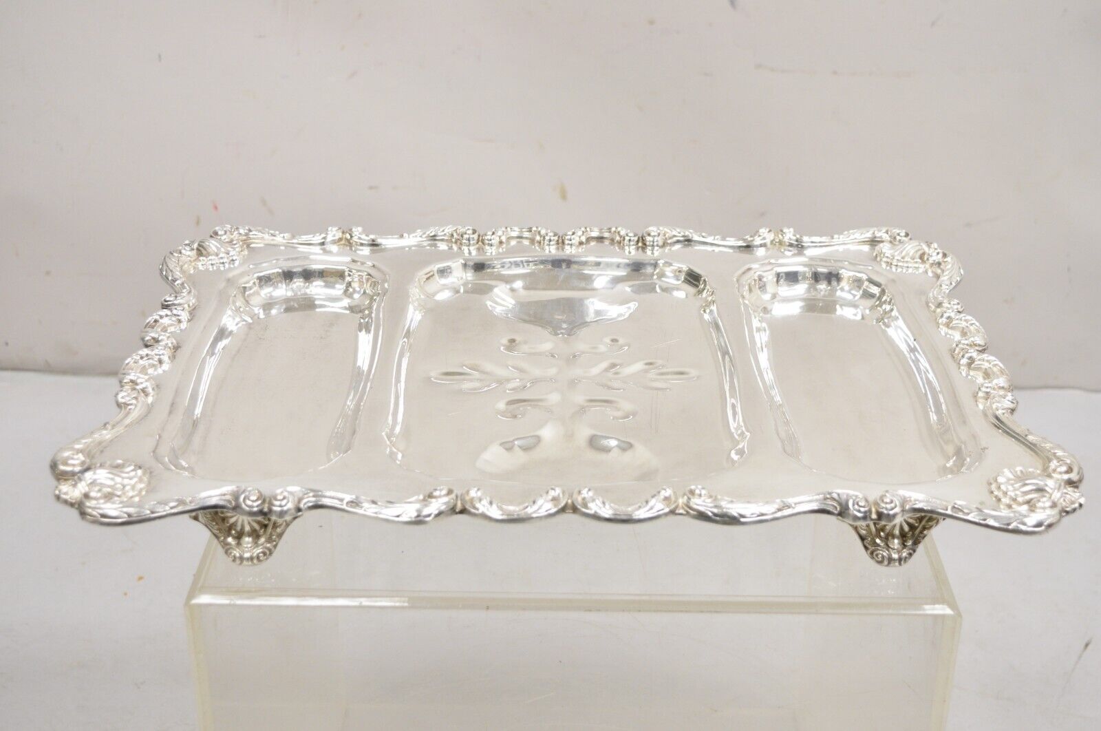 English Silver Mfg Co Victorian Silver Plated Meat Cutlery Serving Platter Tray