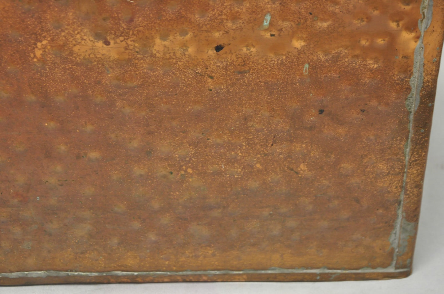 Antique French Country Primitive Copper & Wood Black Grain Painted Grain Bin