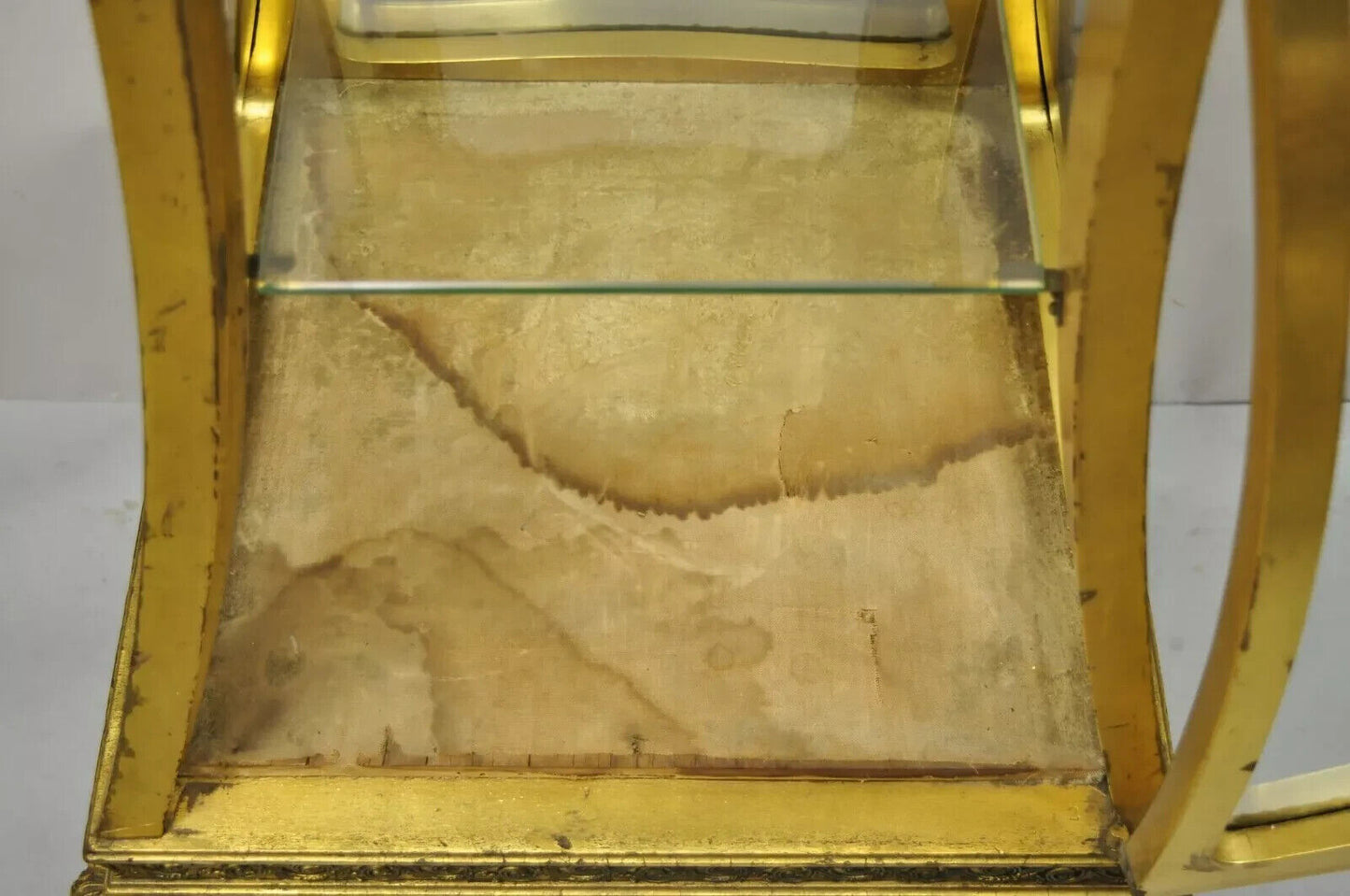 Antique French Empire Gold Gilt Cherub Vitrine Curio Cabinet w/ Onyx Pedestal