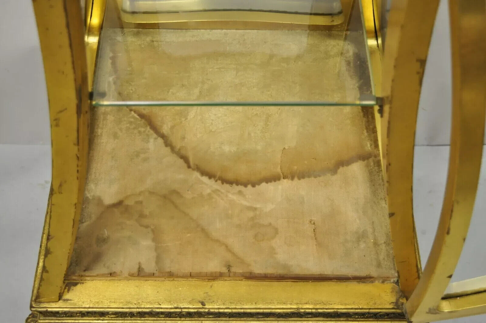 Antique French Empire Gold Gilt Cherub Vitrine Curio Cabinet w/ Onyx Pedestal