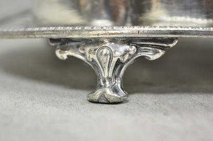 Antique Victorian Silver Plated Etched Footed Hinged Biscuit Barrel Jar on Stand