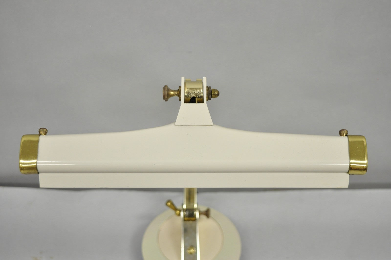 Vintage Cannon Mid Century Modern Enamel & Brass Space Age Adjustable Desk Lamp