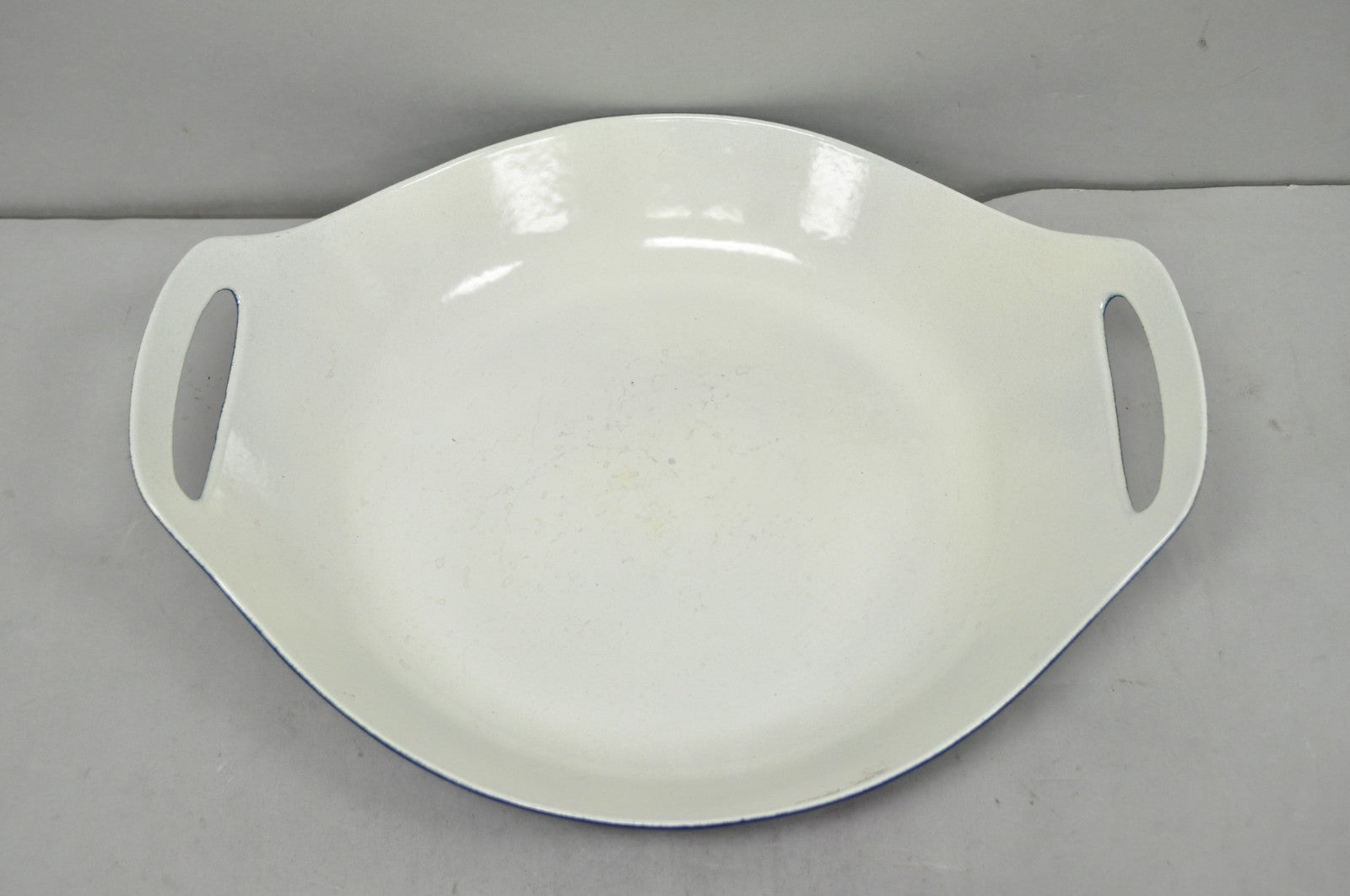 Vintage Michael Lax Copco Denmark Modern Blue Enamel Cast Iron Paella Dish Pan