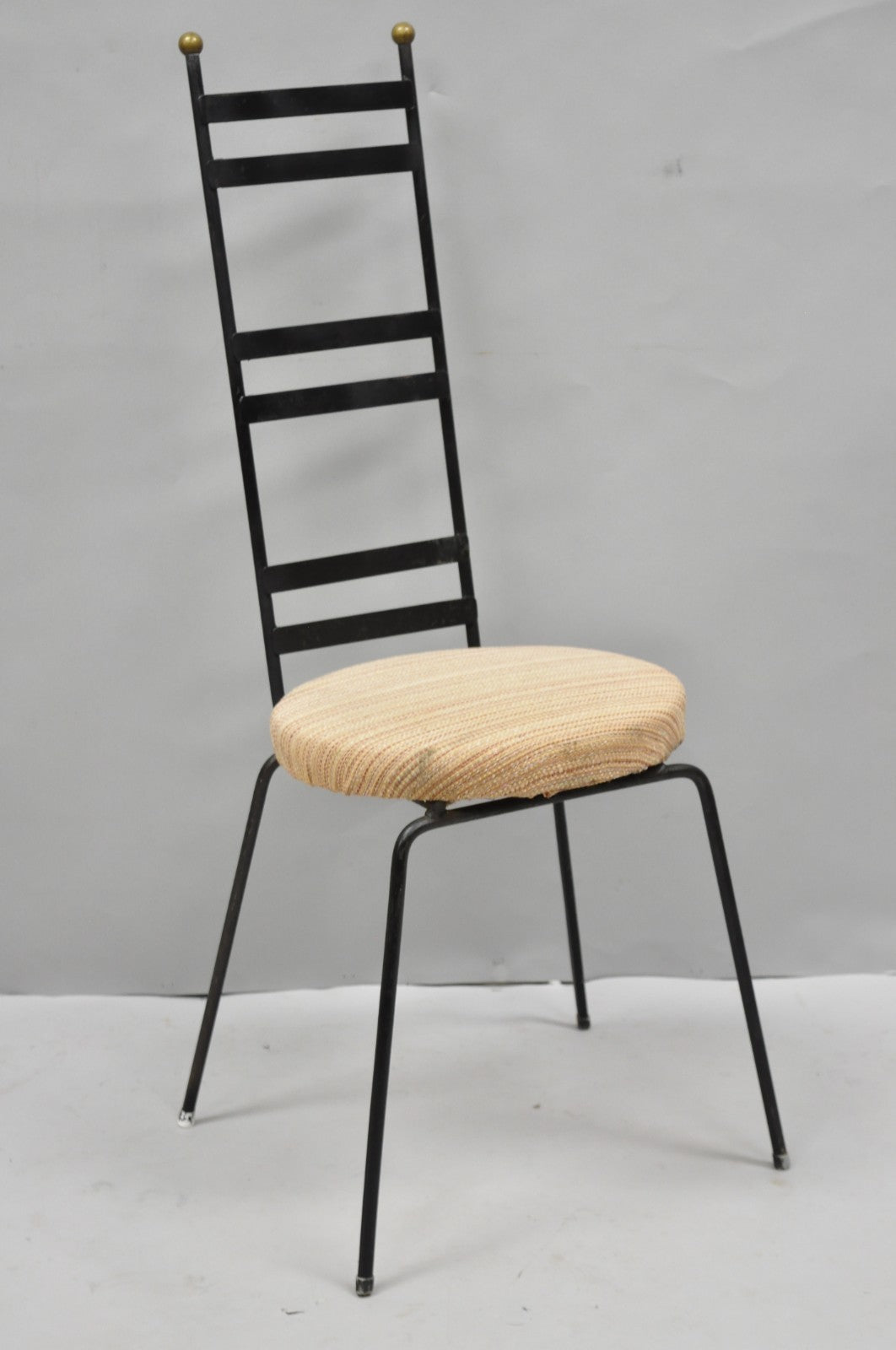 Vintage Arthur Umanoff Wrought Iron Ladder Back MCM Dining Chairs - Set of 4