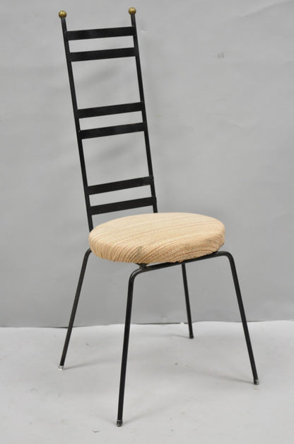 Vintage Arthur Umanoff Wrought Iron Ladder Back MCM Dining Chairs - Set of 4