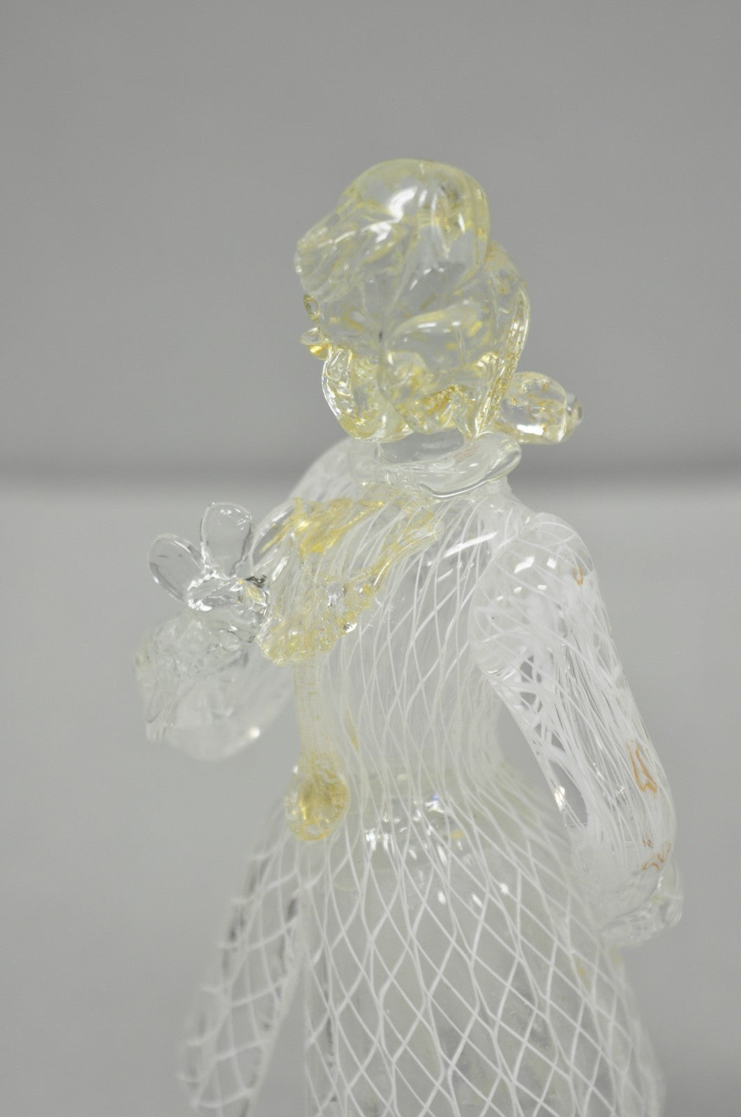 Vintage Italian Murano Latticino & Gold Leaf Art Glass Male & Female Figure Pair