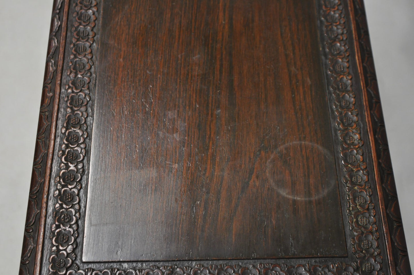 Antique Chinese Carved Rosewood Figural Nesting Side Tables w/ Drawer - 4 Pcs