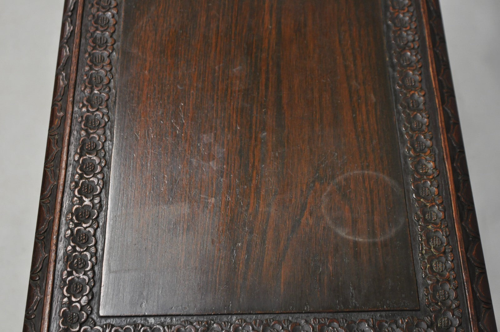 Antique Chinese Carved Rosewood Figural Nesting Side Tables w/ Drawer - 4 Pcs