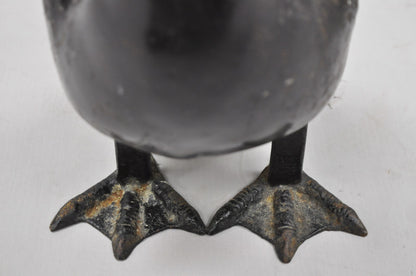 Vintage Japanese Cast Iron Black 17" Pelican Bird Garden Statue Sculpture