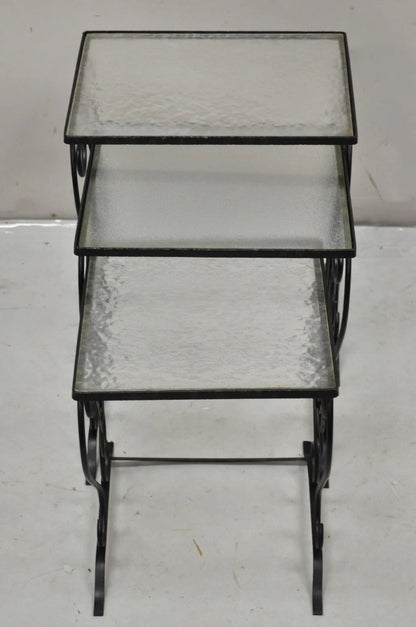 Vintage Salterini Wrought Iron Maple Leaf Garden Nesting Side Tables - Set of 3