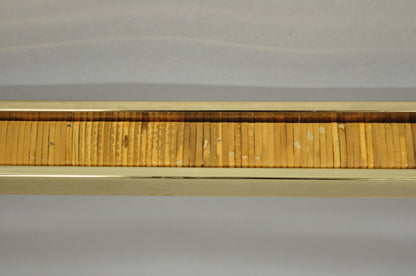 Vintage Mid Century Modern Brass Metal and Rattan Gold Console Hall Table