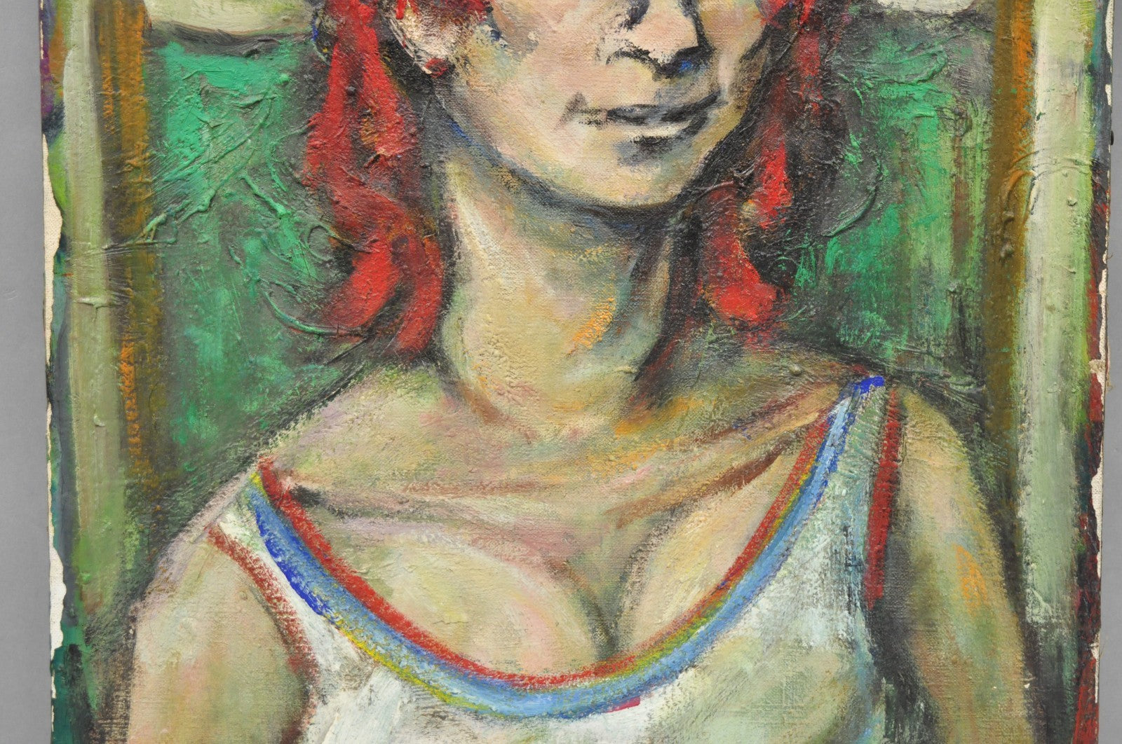 Vintage Samuel Heller "Woman w/ Red Hair" Oil on Canvas Portrait Painting Signed