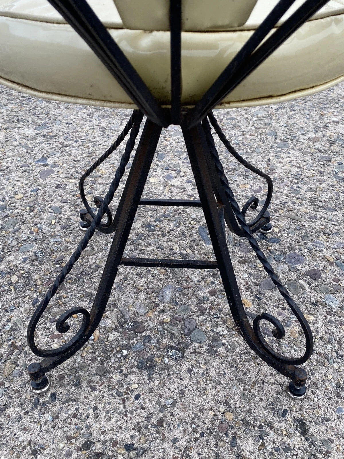Vintage Hollywood Regency Wrought Iron Butterfly Swivel Dining Chairs - Set of 4
