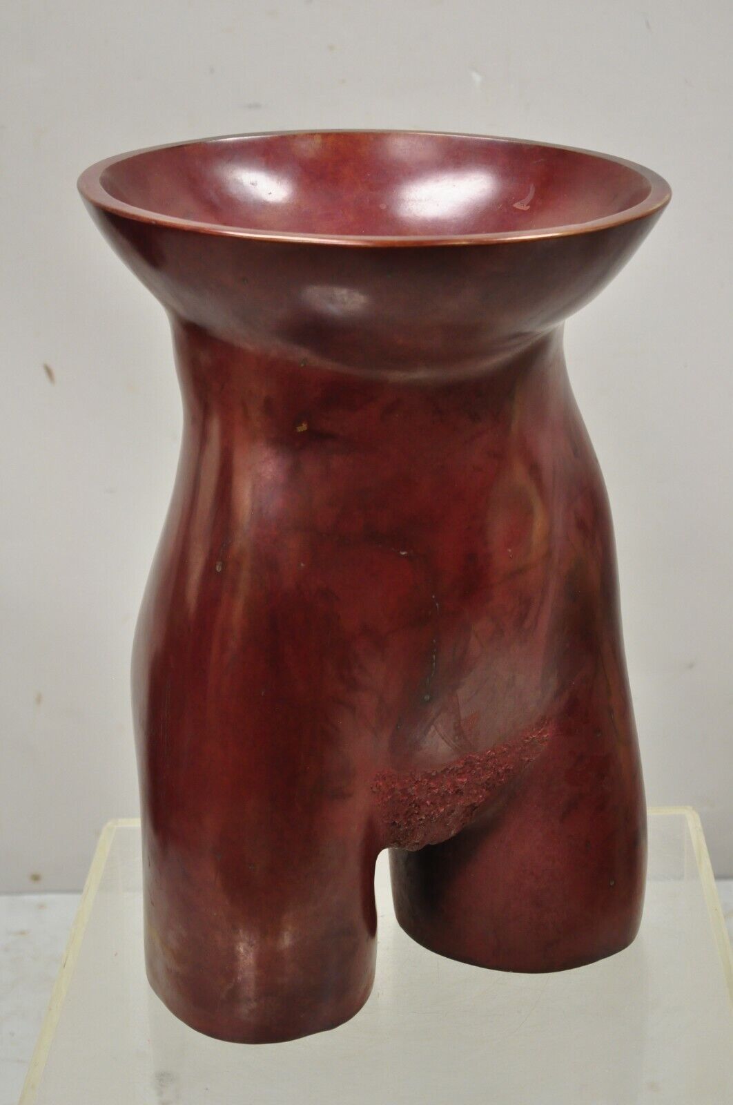 Gary Spradling (1951-2006) Bronze Nude Female Torso Art Sculpture Burnished Red