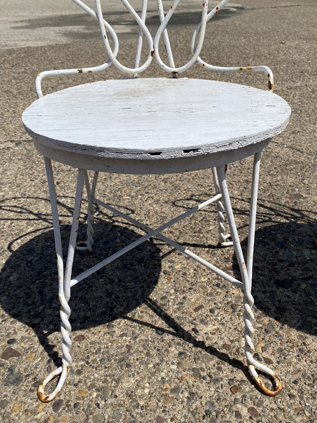 Antique French Bistro Twisted Wrought Iron Ice Cream Parlor Chairs -  a Pair
