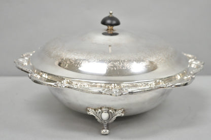 Vintage Webster Wilcox "Rochelle" Silver Plated Round Covered Serving Bowl Dish