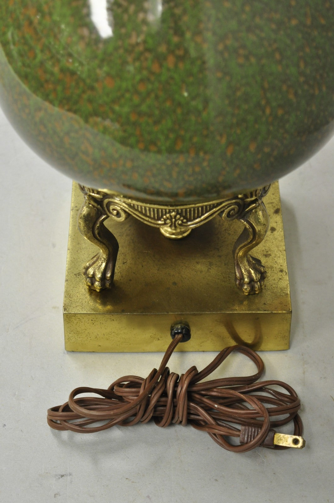 Vintage French Neoclassical Style Green Porcelain James Mont Style Table Lamp