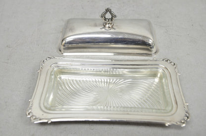 Vintage Crescent Victorian Silver Plated Covered Butter Dish w/ Glass Liner