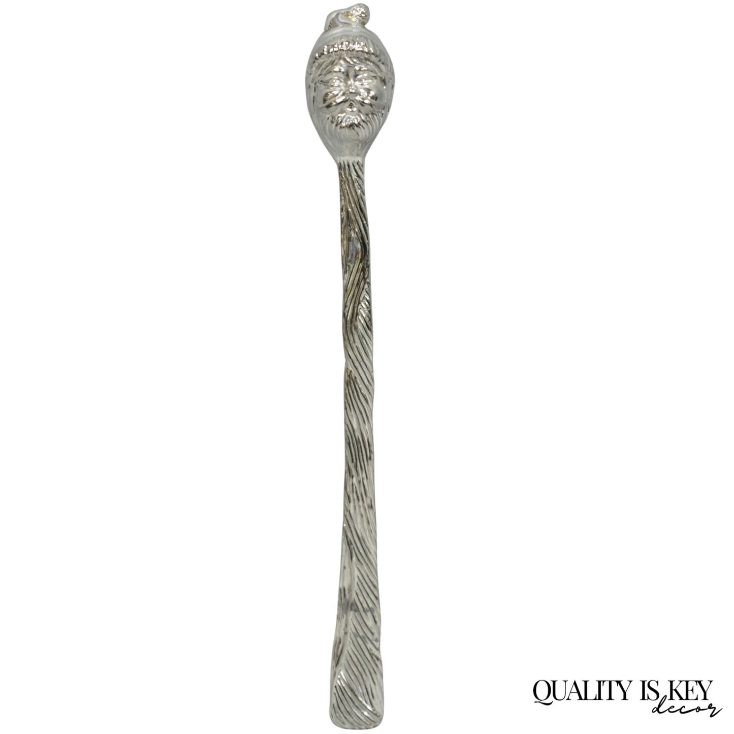 Vintage 9" Santa Claus Christmas Silver Plated Candle Snuffer by Head