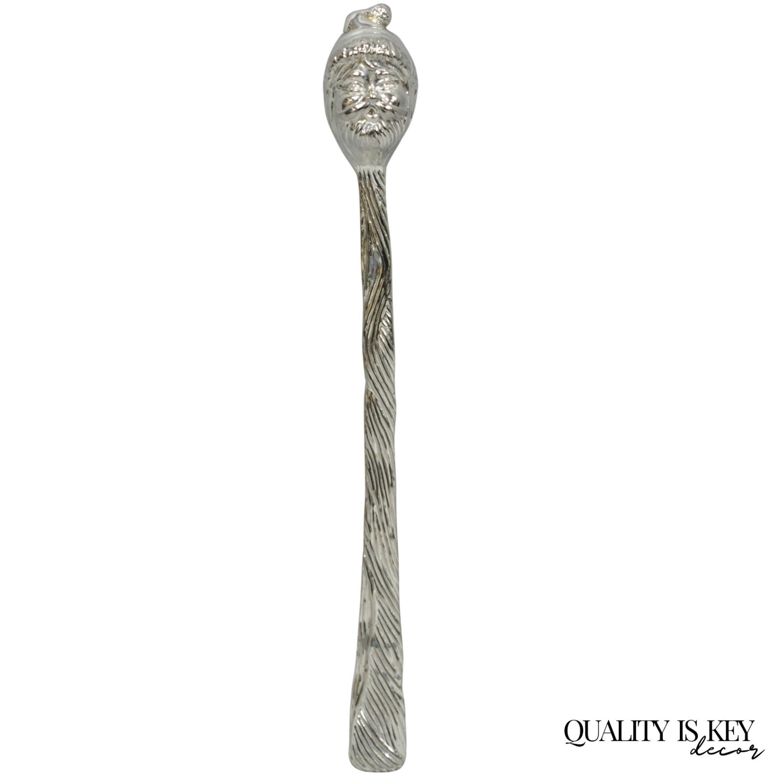 Vintage 9" Santa Claus Christmas Silver Plated Candle Snuffer by Head